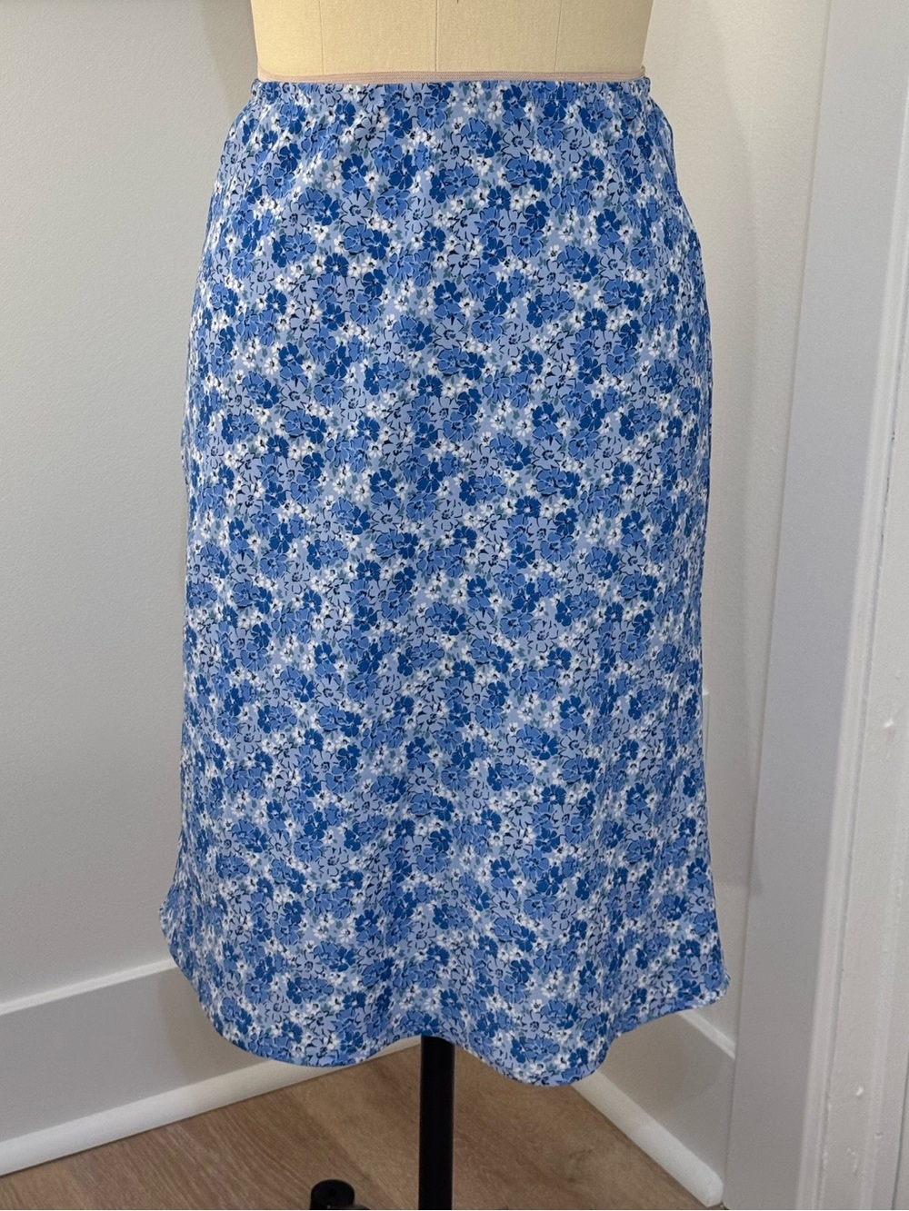 Y2K Blue Floral Midi Skirt